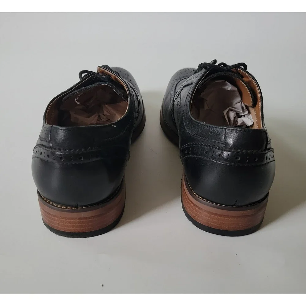 Vintage Florsheim Full Wingtip Brogue Oxford 10D Black‎ Leather Spectators 11960